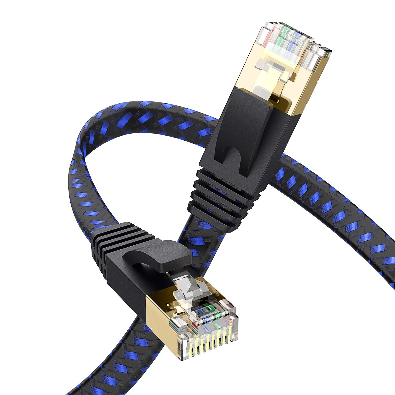 Fxava Cat 7 Ethernet Cable Cat7 High Speed Flat Gigabit Rj45 Lan Cable 10Gbps Shielded Internet Network Patch Cord Compatible Fo